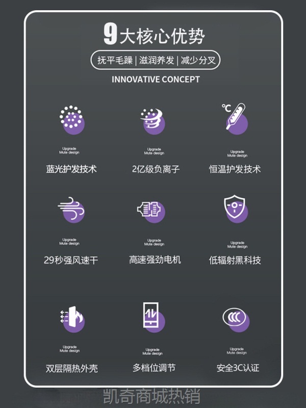 发廊电吹风机家用大风力理发店大功率负离子护发静音速干宿舍风筒
