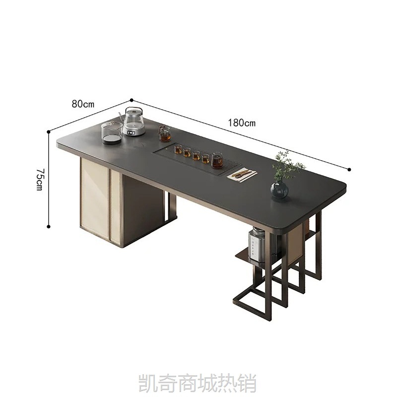 新中式黑色茶桌茶室会客洽谈接待办公室泡茶桌茶台奢高级感泡茶桌