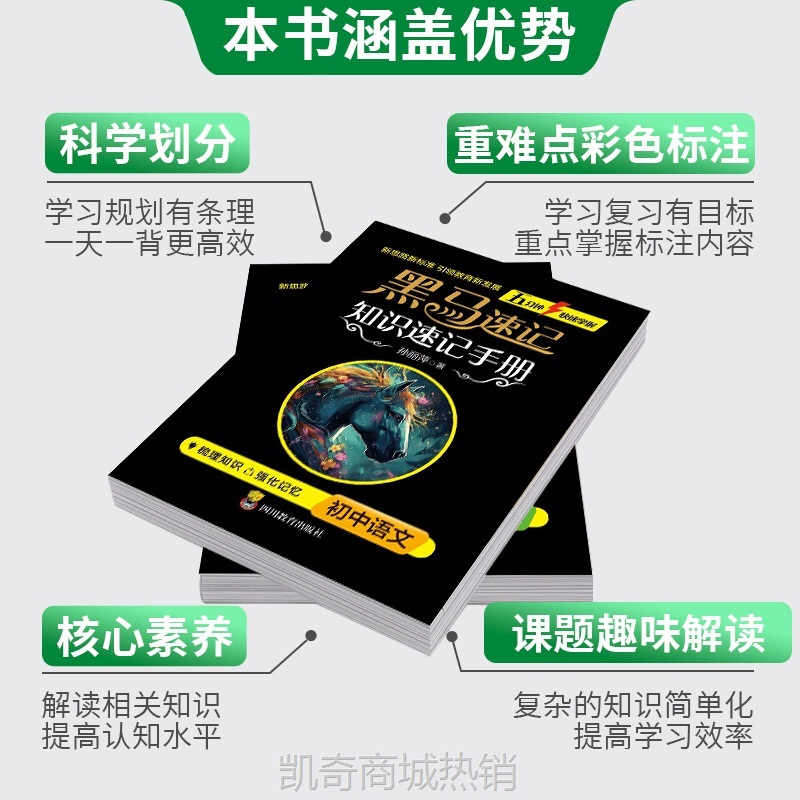 黑马速记知识手册 初中通用知识速记手册全科9册