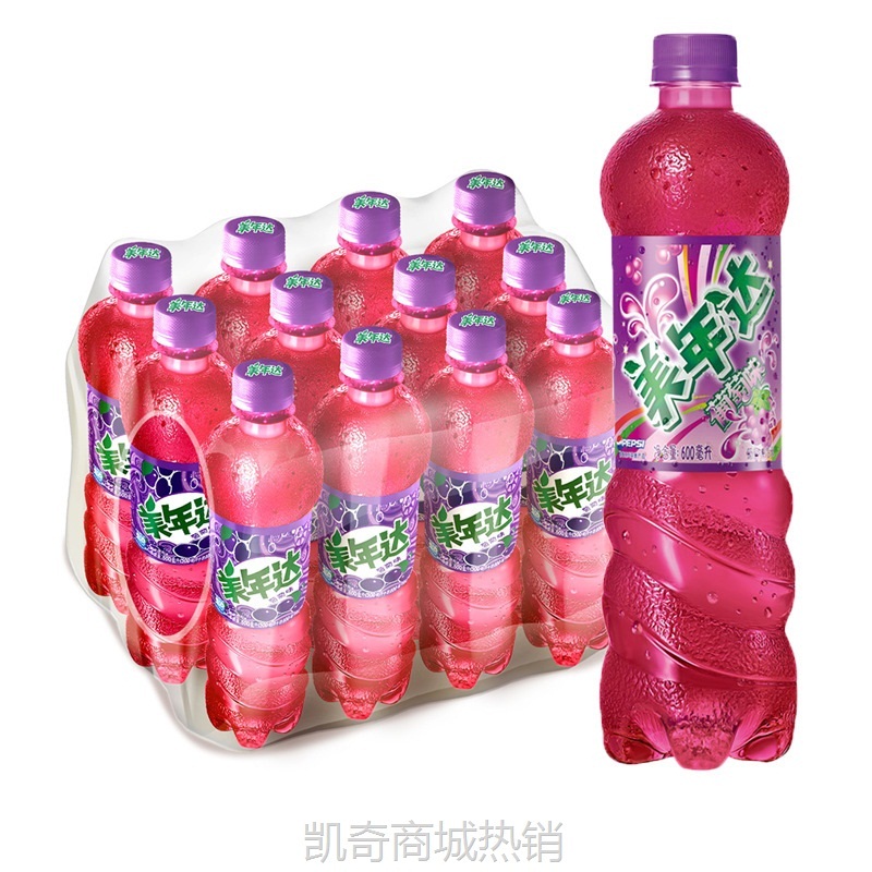 美年达橙味碳酸饮料500ml*12瓶西瓜苹果葡萄百香果味百事可乐饮品