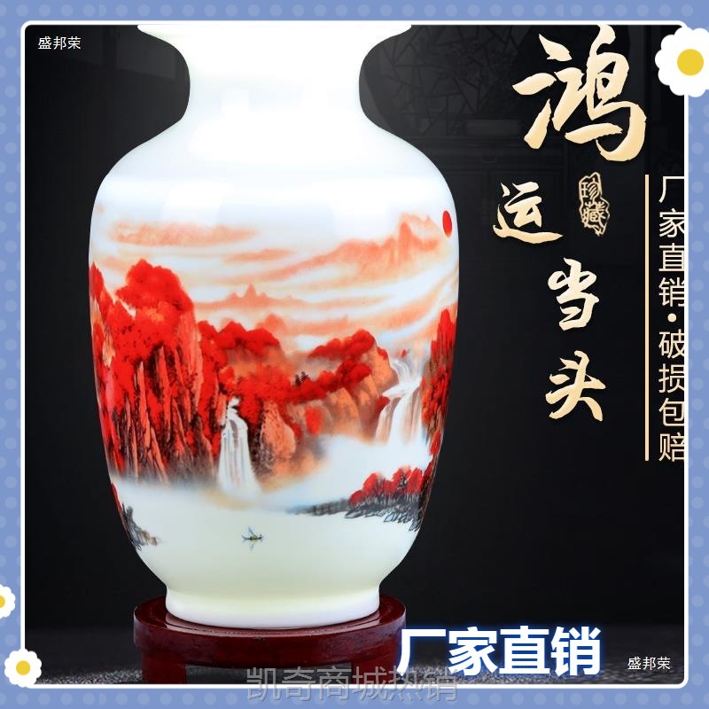 景德镇陶瓷花瓶摆件客厅插花家居博古架电视柜装饰品干花瓷器玄关