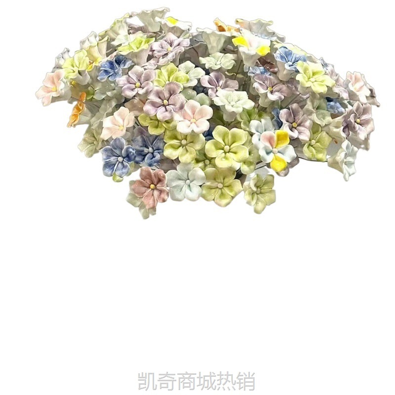 陶瓷手工捏花小红书景德镇陶瓷永生花现货混搭多色(带杆）