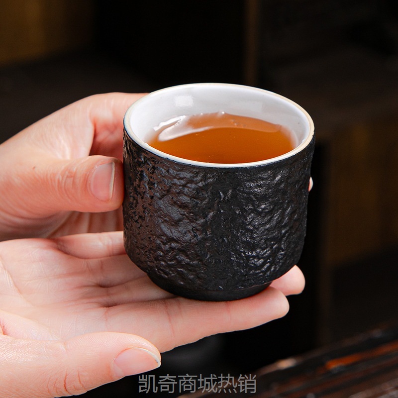 陶瓷复古茶杯日式品茗杯家用主人杯粗陶功夫茶具个人单杯套装